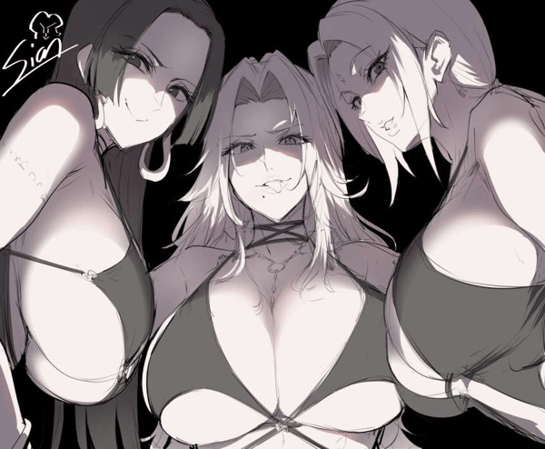 Tsunade, Rangiku, and Boa